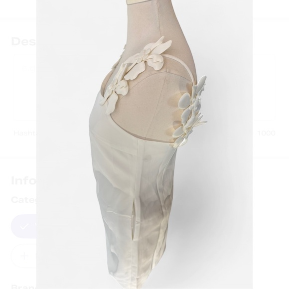 Miss Rosier NWT Clemence Faux Flower White Mini Dress Small Cocktail Bridal - Picture 4 of 11